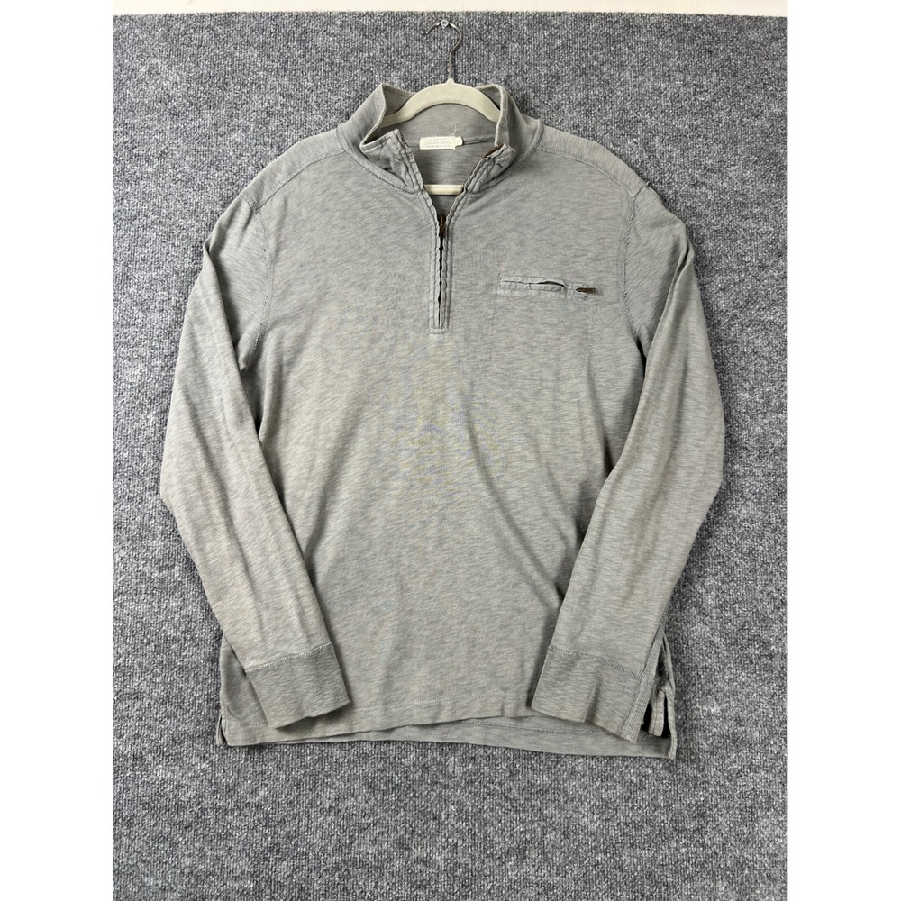 Vintage J. Crew Quarter Zip Sweater Men Large Gray Ringspun Jersey Pullover